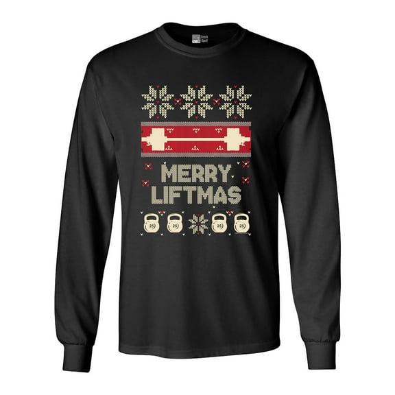 Long Sleeve Adult T-Shirt Merry Liftmas Workout Christmas Holiday Funny DT