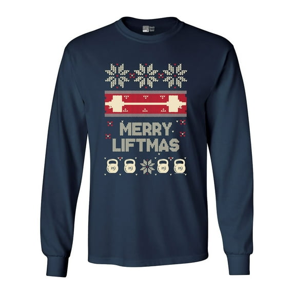 Long Sleeve Adult T-Shirt Merry Liftmas Workout Christmas Holiday Funny DT