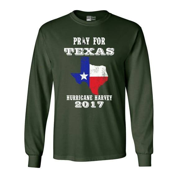 Long Sleeve Adult T-Shirt Pray for Texas Map Hurricane Harvey Survivor 2017 DT
