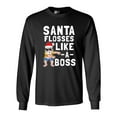 thumbnail image 1 of Long Sleeve Adult T-Shirt Santa Flosses Like A Boss Christmas Dance Funny DT, 1 of 2