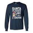thumbnail image 1 of Long Sleeve Adult T-Shirt Santa Flosses Like A Boss Christmas Dance Funny DT, 1 of 2