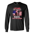 thumbnail image 1 of Long Sleeve Adult T-Shirt Stand For The Flag Kneel For The Cross Flag USA DT, 1 of 2