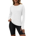 thumbnail image 1 of Long Sleeve Athletic Shirts for Women, Comdrip Women's Autumn Fitness Suit Slim Fit with Fingertips Yoga Long Sleeve Training Running Top Womens Athletic Tops White XL, 1 of 6