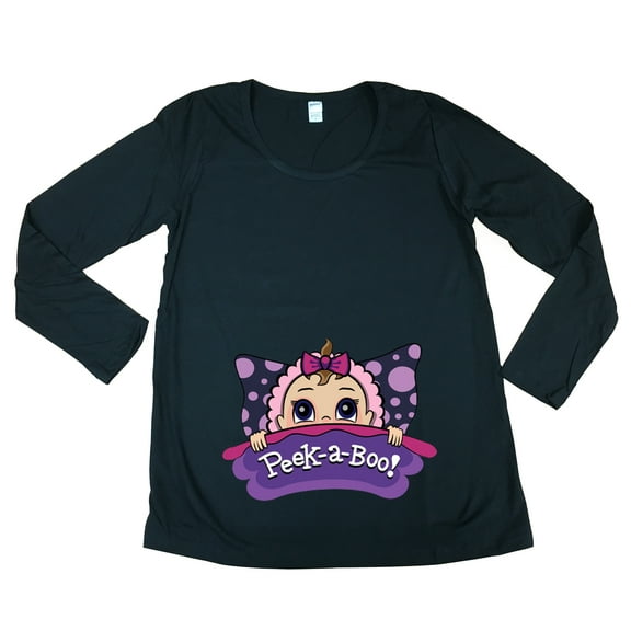 Long Sleeve Baby Girl Pillow Cute Future Mom Mommy Maternity DT T-Shirt Tee