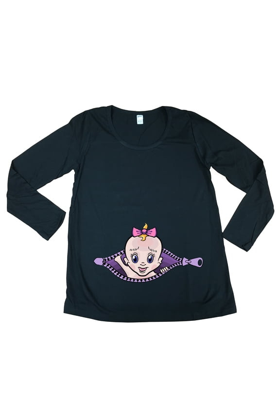 Long Sleeve Baby Girl Zipper Cute Future Mom Mommy Maternity DT T-Shirt Tee