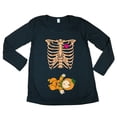 thumbnail image 1 of Long Sleeve Baby Skeleton Pumpkin Halloween Funny Maternity DT T-Shirt Tee, 1 of 2