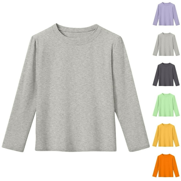 Long Sleeve Base T-Shirt for Children,Children's Solid Color Round Neck Long Sleeved Top Medium And Large Children's Casual And Comfortable Base Shirt 2-13 Years