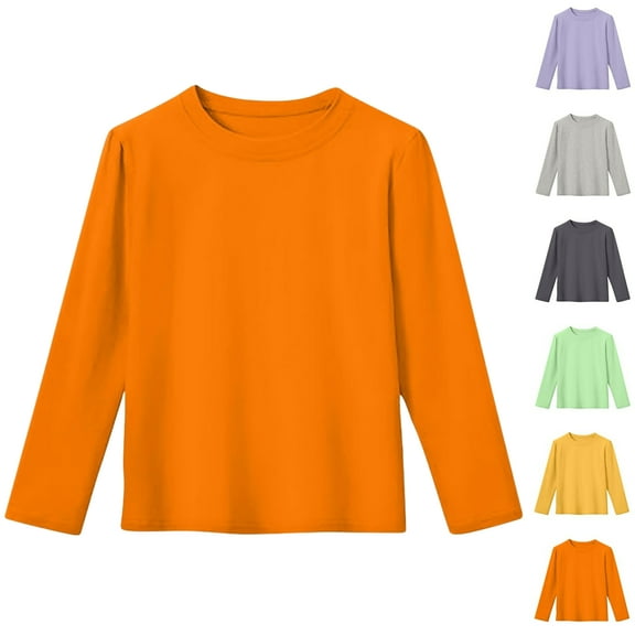 Long Sleeve Base T-Shirt for Children,Children's Solid Color Round Neck Long Sleeved Top Medium And Large Children's Casual And Comfortable Base Shirt 2-13 Years