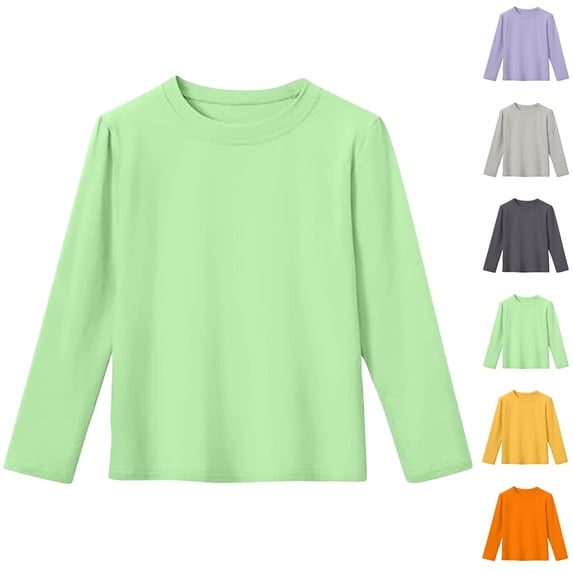 Long Sleeve Base T-Shirt for Children,Children's Solid Color Round Neck Long Sleeved Top Medium And Large Children's Casual And Comfortable Base Shirt 2-13 Years