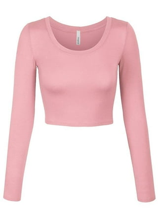 Pink Long Sleeve Crop Top