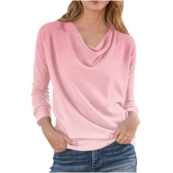 Long Sleeve Basic Tops for Women Loose Fitted Woman's Tops Casual Long Shirts Multicolor-3 XXL