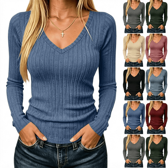 Diufon Long Sleeve Thermal Shirts for Women Fall Fashion Lightweight Casual Pullover Tops Knitted Tunic Sweaters