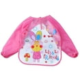 thumbnail image 1 of Long Sleeve Bib,Baby Toddler Waterproof Sleeved Bib for 6-30 Months Reusable with Catch-all Pocket,Color:Pink, 1 of 4