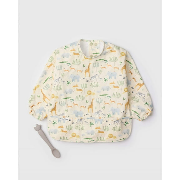 Loulou Lollipop Long Sleeve Bib and Spoon Set - Rhino