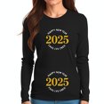 Long Sleeve Black TShirt with Gold '2025' Design Happy New Year