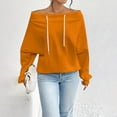 thumbnail image 1 of Long Sleeve Blouse for Women Work New Women's Oversized Sweatshirts Long Sleeve off the Shoulder Drawstring Trendy Casual Loose Pullover Tops Orange S, 1 of 7