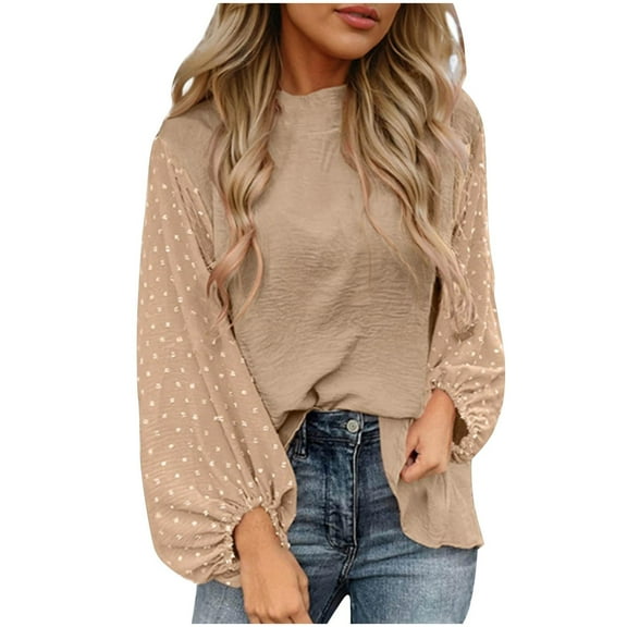 Long Sleeve Blouse for Women Crew Neck Casual Solid Color Hooded Fashionable Basic T-Shirts