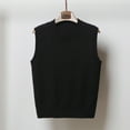 thumbnail image 1 of Long Sleeve Blouse for Women Sleeveless Vest Round Neck Knitted Solid Color Sweater Black XL,Womens Sweater, 1 of 4