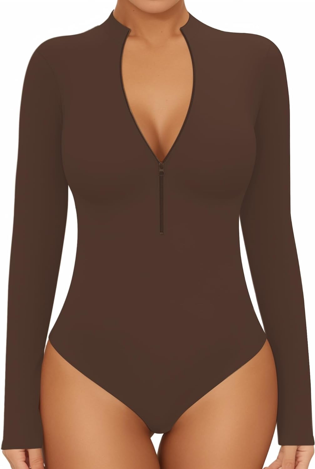 Justaucorps Body Rouge à Manches Longues Avec Décolleté Profond Et Lacets - Taille M