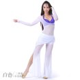 thumbnail image 1 of Long Sleeve Bodycon Gauze Top  Sheer Pure Mesh T Shirts Sexy Adult Bellydance Costumes Carnival Outfit Open Bust Leotard,Leotard,Whie,3- BTS/Fall,Semi-Opaque, 1 of 4