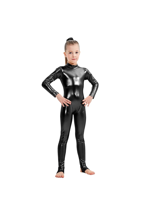 Long Sleeve Bodysuit for Kids Girl Boy Slimming Tunic Bodycon Sequin Bling Dance Cosplay Glitter Lower Belly Fat Bib Pants Shapewear Bodysuit One Piece Kid 2026 10-12 Years