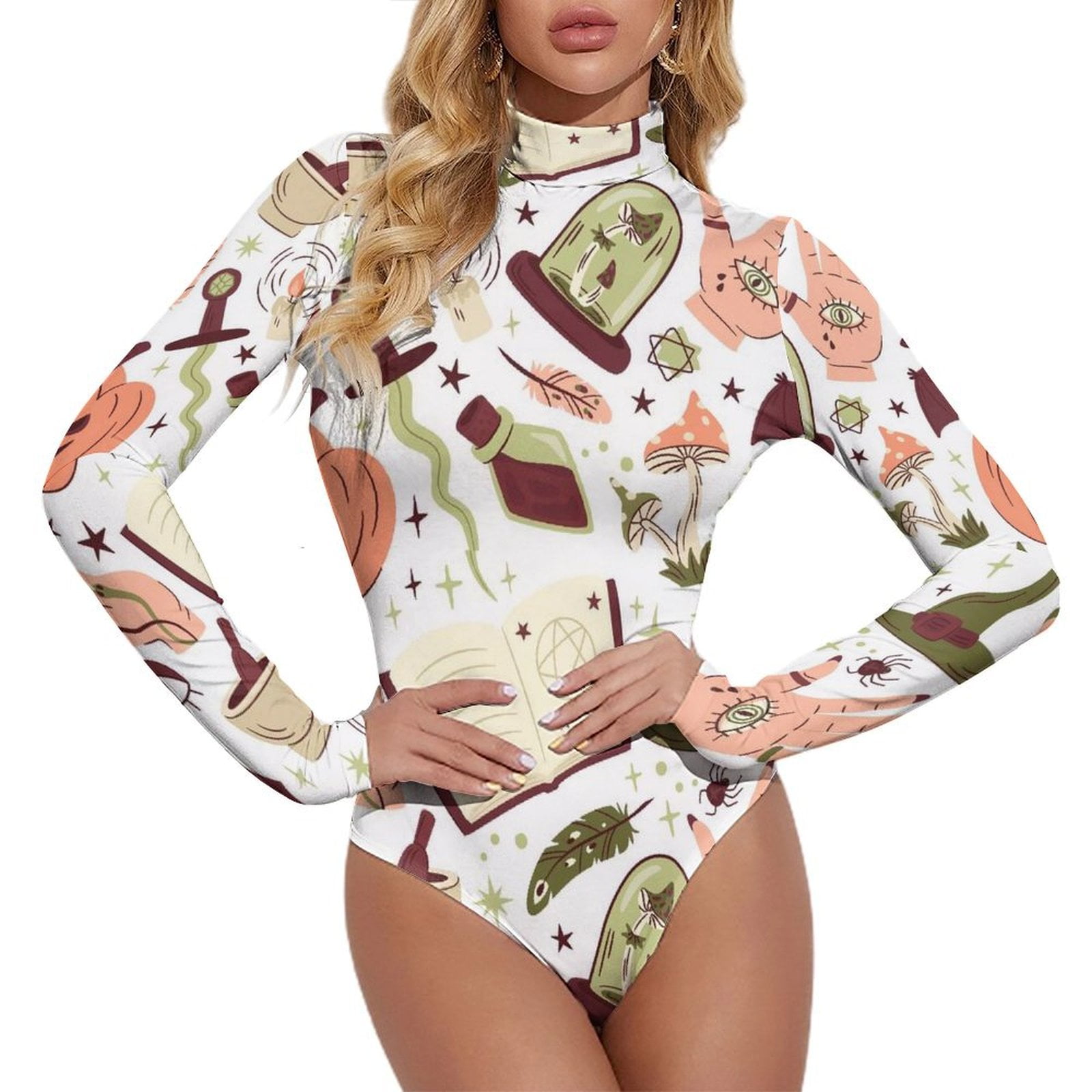 Bat Trellis Printed Halloween Long Sleeve Tutu Bodysuit