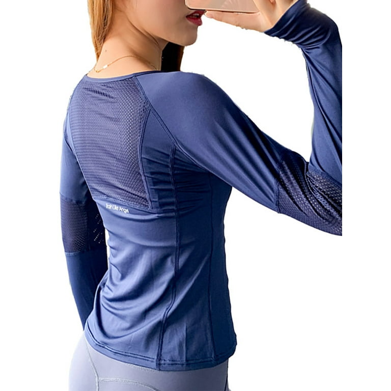 2022 New Blue Black Rose Sports Tops Gym Women Fitness T Shirt Woman Long  Sleeve Yoga