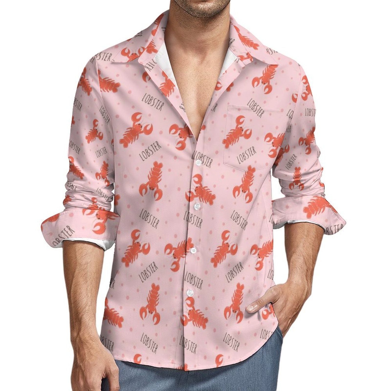 lobster dress shirt Sara Fitz Classic Shirt Dress Lobster Print