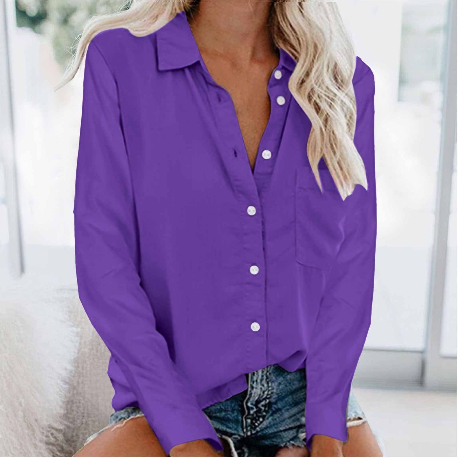 Long Sleeve Button Down Shirts for Women Dressy Casual Blouses ...