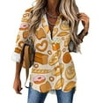Long Sleeve Button Down Shirts for Women Various Bread V Neck Button Up