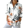 thumbnail image 1 of Long Sleeve Button Up for Women Plus Size Graphic Print Lapel Collared Blouses Casual Christmas Holiday Outfits (XL, White), 1 of 6