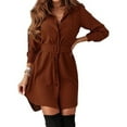 thumbnail image 1 of Long Sleeve Buttoned Shirt Dress With Belt 1, 1 of 6
