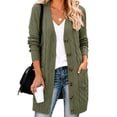 thumbnail image 1 of Long Sleeve Cable Knit Long Cardigan for Women,Open Front Button Loose Outwear,2026 Spring Winter Chunky Sweaters with Pockets,Oversized Slouchy Basic Warm Trendy Fall Fashion Clothing Blackish Green, 1 of 4