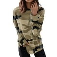 Long Sleeve Camo Sweatshirt for Women Leopard Print Pullover Tops Round
