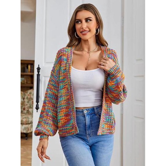Long Sleeve Cardigan Sweaters (M, MultiOrange)