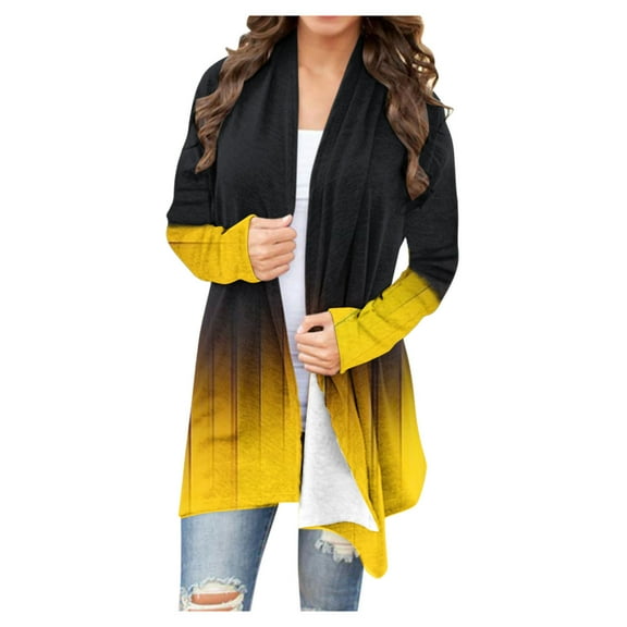Long Sleeve Cardigan for Women Dressy,Shawl Collar Cardigans for Women Lightweight 2024 Fall Gradient Print Dusters Casual Comfort Open Front Kimonos Sweaters Draped Flowy Cover Up Blouse Coat