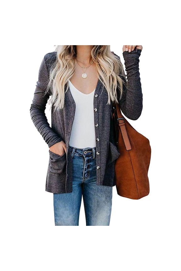 Long Sleeve Cardigan For Women Fall Open Front Button Cardigan With Pockets Casual Duster Lightweight Cardigan Sweater Women Cardigans Fall Oversized Cardigans for Women Women Cardigan Sweaters for