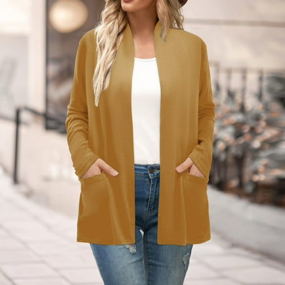 Long Sleeve Cardigan For Women Fall Open Front Cardigan With Pockets Casual Duster Lightweight Cardigan Coat plus Size Women Sweaters Big And Tall Cardigan Sweaters Sleep Cardigan Button down