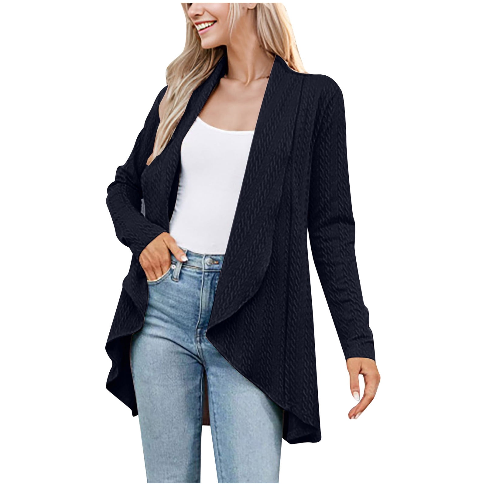 Solid Color Long Sleeves with Pockets Sweater Cardigan main image 1