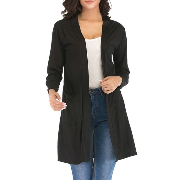 Long Sleeve Cardigans for Women Lightweight Breathable Long Open Front Cardigan Casual Kimono Cardigan with Pocket