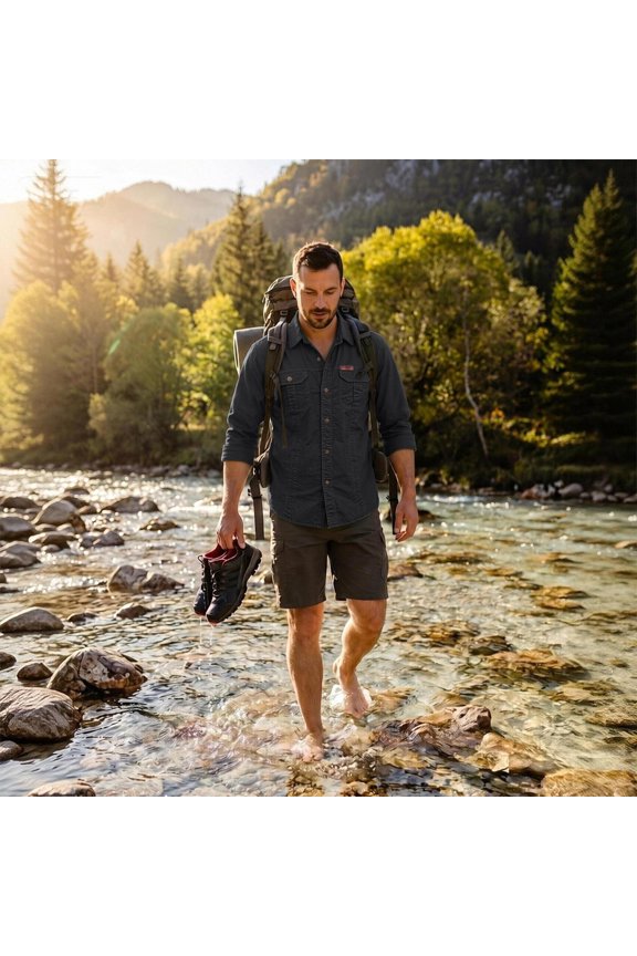 Long Sleeve Cargo Shirts for Men Cooling Breathable Lightweight Button Down Lapel Collar UPF 50 Sun Protection Multi Pocket Tactical Outdoor Work Tops Fishing Hiking