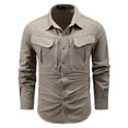 thumbnail image 1 of Long Sleeve Cargo Shirts for Men UPF 50 Sun Protection Quick Dry Lightweight Breathable Button Down Lapel Collar Multi Pocket Tactical Work Tops, 1 of 4