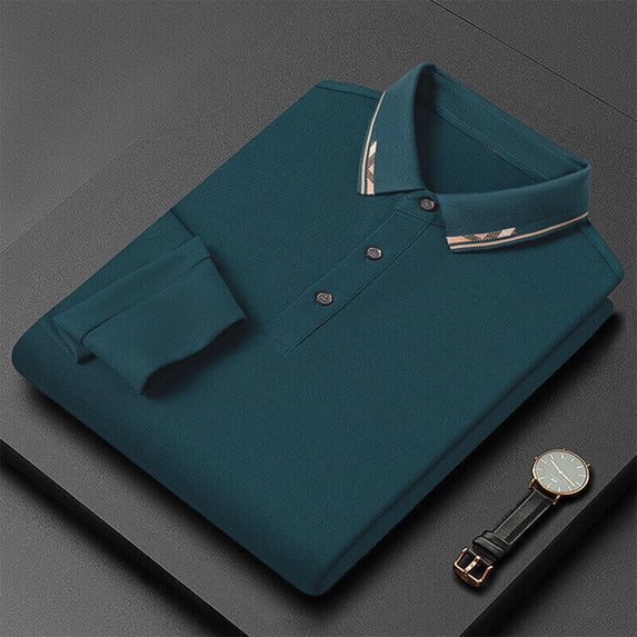 Long-Sleeve Casual Business Polo Shirt for Men