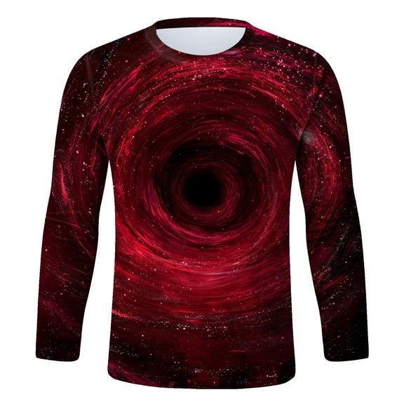 Long Sleeve Casual Lightweight Pullover Shirts, Men Trendy Round Neck Fall Tee Novelty 3D Graphic Print Vintage Raglan T-Shirt Gym