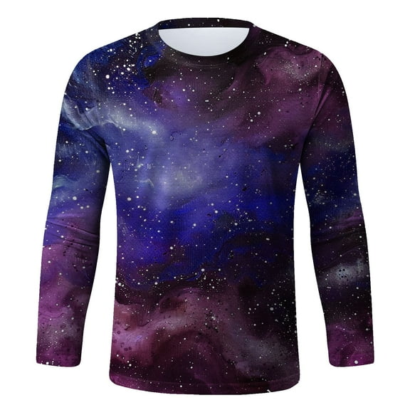 Long Sleeve Casual Lightweight Pullover Shirts, Men Trendy Round Neck Fall Tee Novelty 3D Graphic Print Vintage Raglan T-Shirt Gym