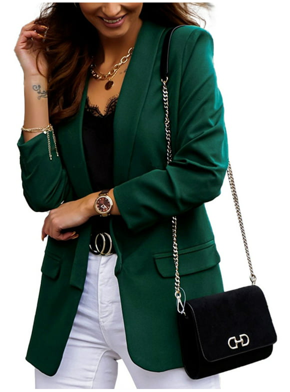 Long Sleeve Casual Loose Blazer Suit For Women Ladies Autumn New Jacket Coat Slim Fit Lapel Office Work Long Sleeve Open Front Blazer Thin Overcoat Outwear