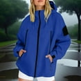 thumbnail image 1 of Long Sleeve Casual Loose Outerwear New Rain Jacket for Women Loose Waterproof Lightweight Raincoat Hiking Windbreaker Outerwear with Hood Trench Coat Blue L, 1 of 8