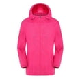 thumbnail image 1 of Long Sleeve Casual Loose Outerwear New Rain Jacket Women Men Waterproof Lightweight Raincoat with Hood Outdoor Packable Windbreaker for Hiking Running Red 3XL, 1 of 2