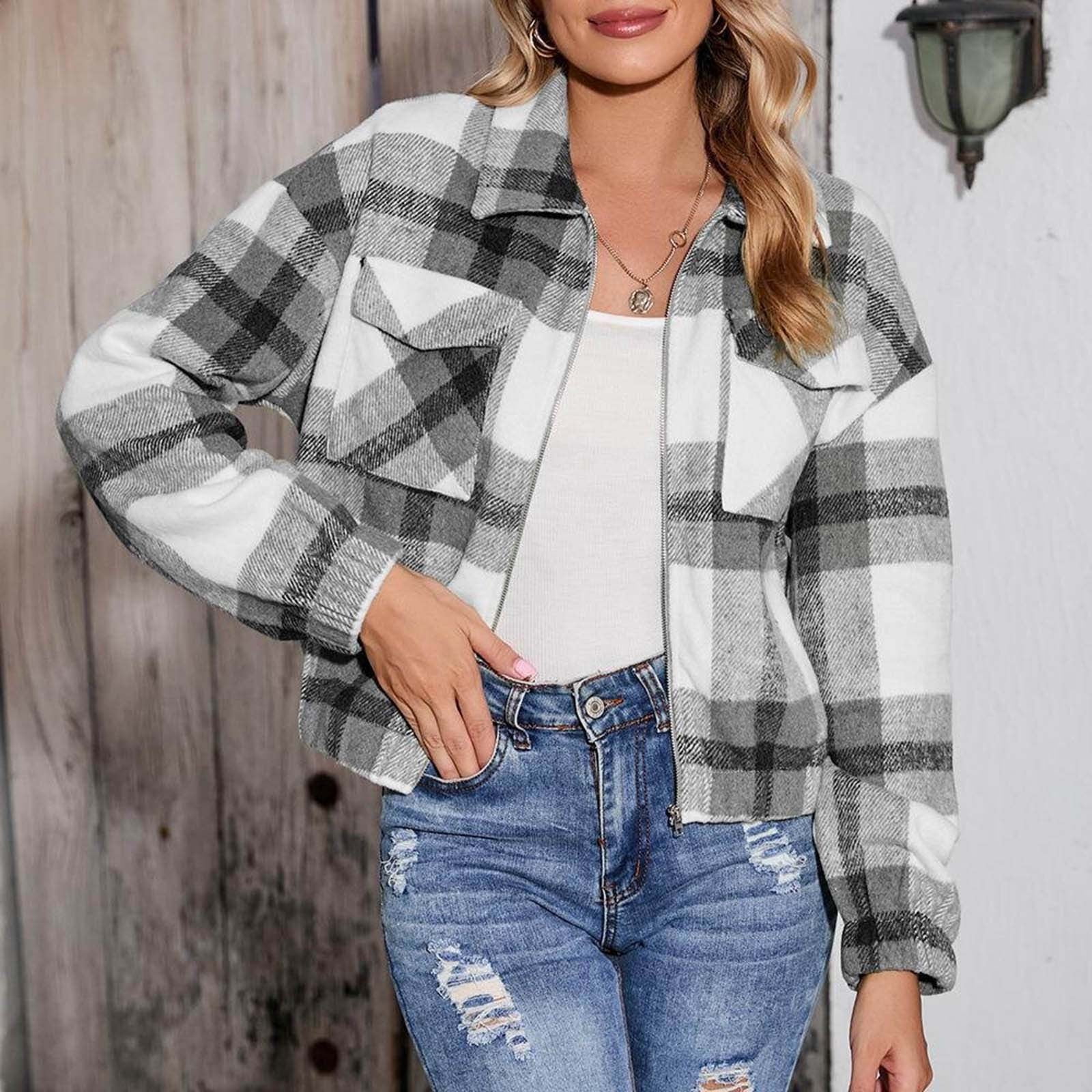 Women's 2023 Plaid Shacket Jacket 2022 European And American