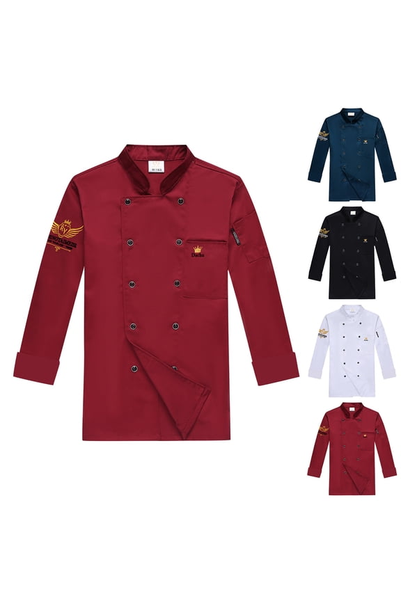 Long Sleeve Chef Coat Jacket Lightweight Button Chef Uniform